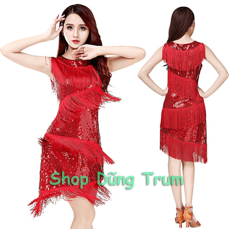 Váy đỏ tua rua Latin